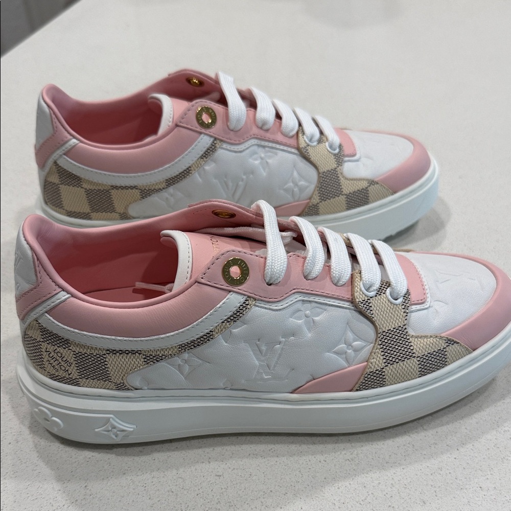 Louis Vuitton Pink and White Checkered Sneakers
